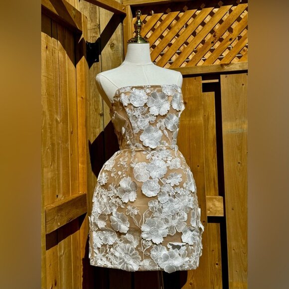 🆕 BRONX & BANCO 🧿 NWOT Jasmine Maraya White Mini Dress - Sz L / US 8 - Picture 6 of 16